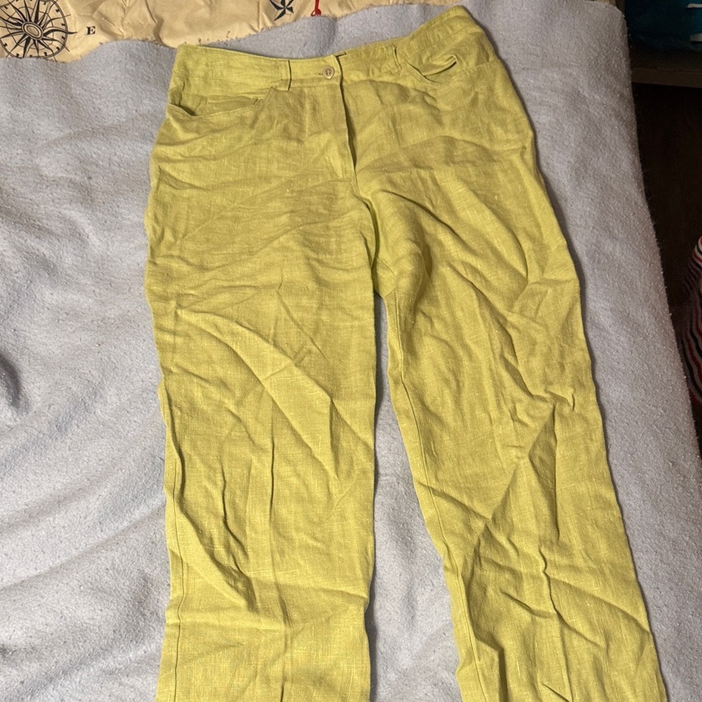 Harve Benard Light Green Linen Pants